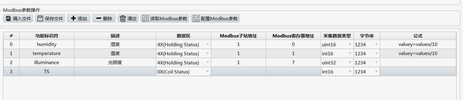 Modbus參數配置